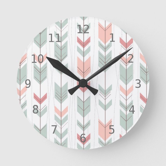 Reloj Redondo Mediano Geometric pattern in retro style (Anverso)