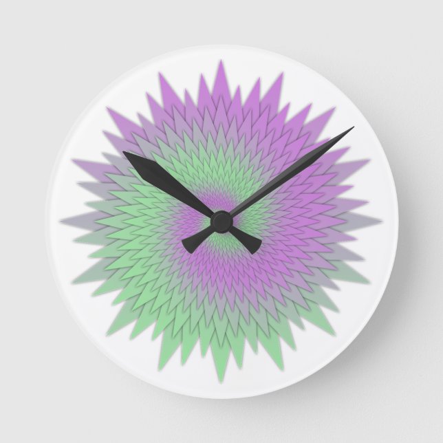 Reloj Redondo Mediano Geometric Purple and Green (Anverso)