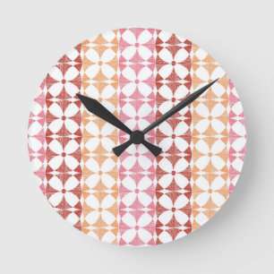 Reloj Redondo Mediano Geometric red ikat stripes pattern