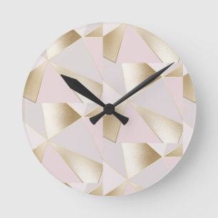 Reloj Redondo Mediano Geométrica de oro rosado de bonito