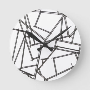 Reloj Redondo Mediano Geométrico en negro y blanco