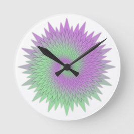 Reloj Redondo Mediano Geométrico Púrpura y Verde