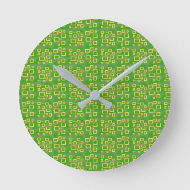 Reloj Redondo Mediano Geométrico Verde (Anverso)