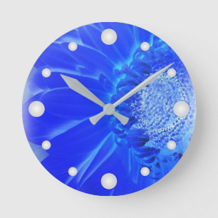 Reloj Redondo Mediano gerbera azul eléctrico