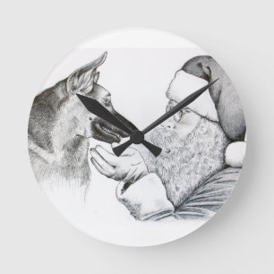 Reloj Redondo Mediano German Shepherd and Santa