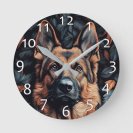 Reloj Redondo Mediano German Shepherd in Leaves