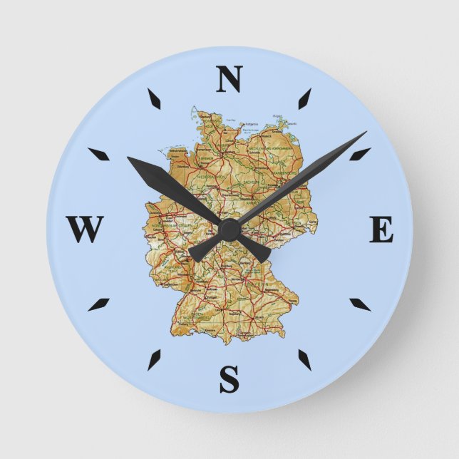 Reloj Redondo Mediano Germany Map Clock (Anverso)