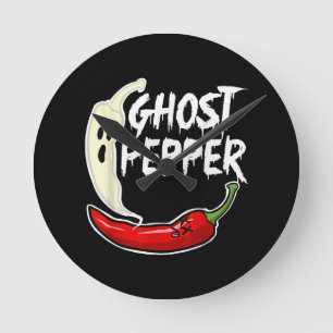 Reloj Redondo Mediano Ghost Pepper Funny Spicny Hot Halloween Ghost Pepp