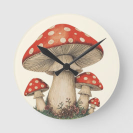 Reloj Redondo Mediano Giant Amanita Mushroom Retro Cottagecore -Wall Art