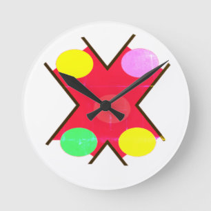 RELOJ REDONDO MEDIANO GIGANTE DE SOLDADURA PUNTOS AMARILLO ROJO BRILLANT