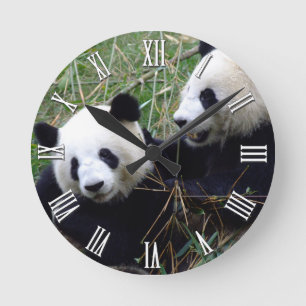 Reloj Redondo Mediano Gigante Panda Bears do Love jugando / Familia Pand