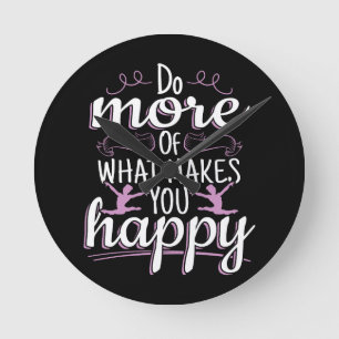 Reloj Redondo Mediano Gimnasia Femenil - Frase Motivacional Feliz