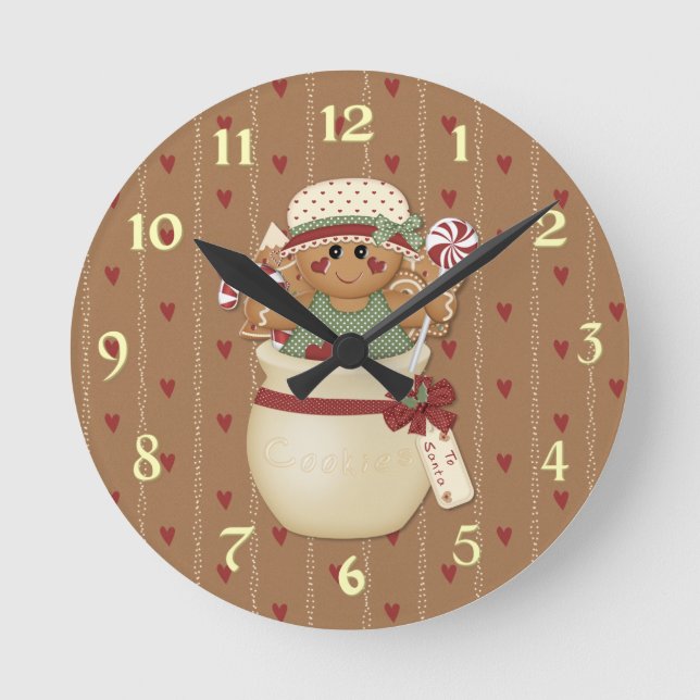Reloj Redondo Mediano Gingerbread Country Christmas (Anverso)