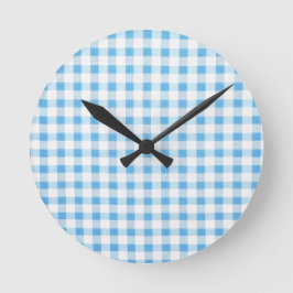 Reloj Redondo Mediano Gingham Azul Bebé