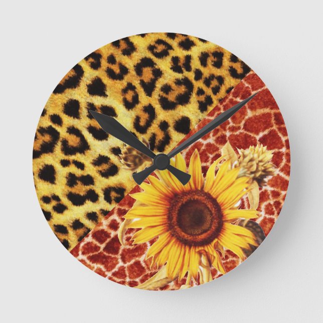 RELOJ REDONDO MEDIANO GIRAFFE IMPRESIONADO, CERRADURA DE LEOPARD Y LAVAD (Anverso)