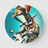 Giraffe vistiendo casco en motocicleta arte modern