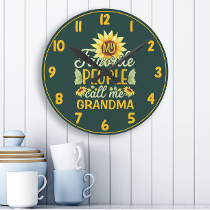 Reloj Redondo Mediano Girasol Acuarela Mi Gente Favorita Abuela