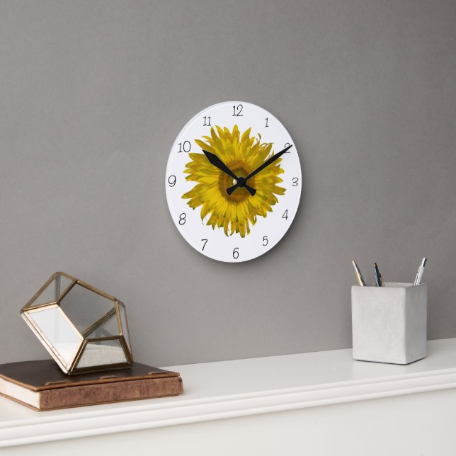 Reloj Redondo Mediano Girasol amarillo (Oficina)