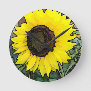 Reloj Redondo Mediano Girasol amarillo