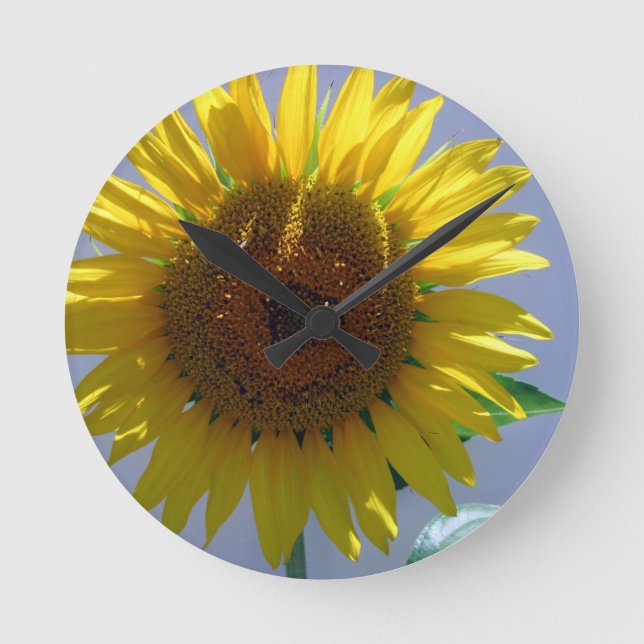 Reloj Redondo Mediano Girasol amarillo (Anverso)