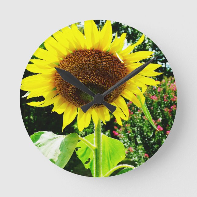 Reloj Redondo Mediano Girasol amarillo grande (Anverso)