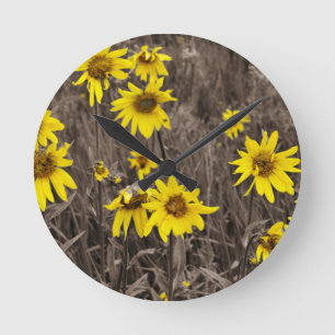 Reloj Redondo Mediano Girasol en la Montaña Rocosa