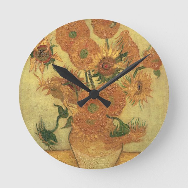 Reloj Redondo Mediano Girasoles de Vincent van Gogh el |, 1889 (Anverso)