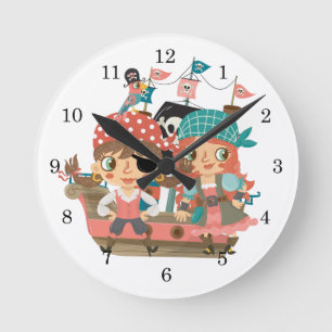 Reloj Redondo Mediano Girly Pirates