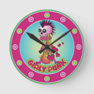 Reloj Redondo Mediano Girly Punk Skull