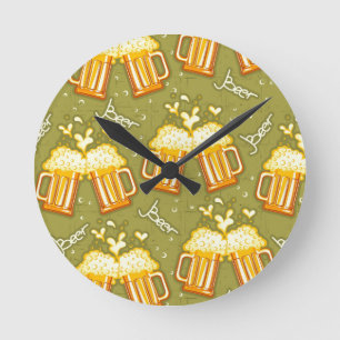 Reloj Redondo Mediano Glasses Of Beer Pattern