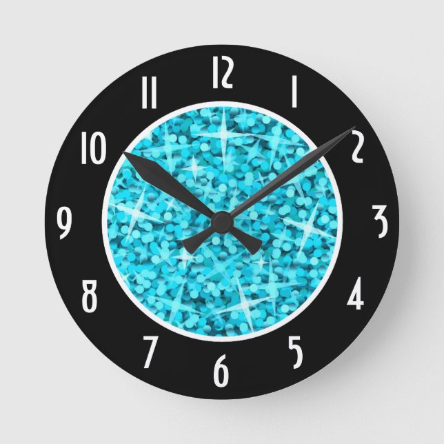 Reloj Redondo Mediano Glitz Blue Black 'Numbers' clock round (Anverso)