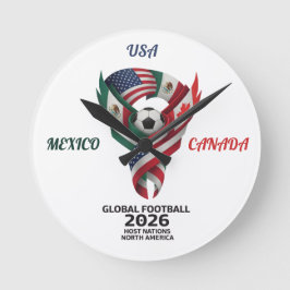 Reloj Redondo Mediano Global Football North America 2026 Wall Clock
