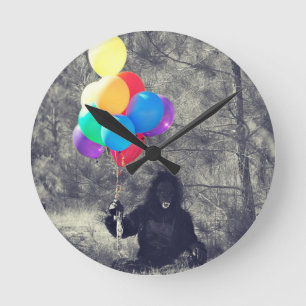 Reloj Redondo Mediano globos de cumpleaños simio
