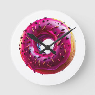 Reloj Redondo Mediano Glossy Pink Donut with Dark Sprinkles
