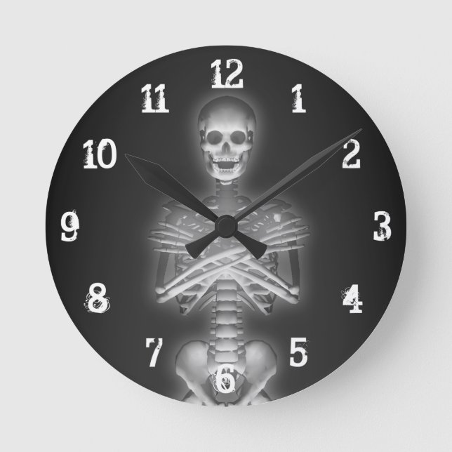 Reloj Redondo Mediano Glowing Skeleton: Wall Clock (Anverso)