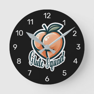 Reloj Redondo Mediano Glute Squad Glúteos Melocotón Trasero Gimnasio Fit