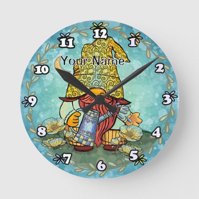Reloj Redondo Mediano Gnomo amapola  (Anverso)