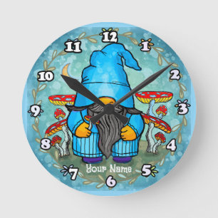 Reloj Redondo Mediano Gnomo azul