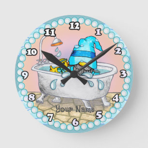 Reloj Redondo Mediano Gnomo de la hora del baño 