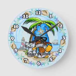 Reloj Redondo Mediano gnomo de playa