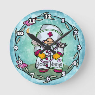 Reloj Redondo Mediano Gnomo enfermera femenina