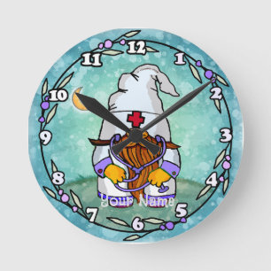 Reloj Redondo Mediano Gnomo enfermero masculino 