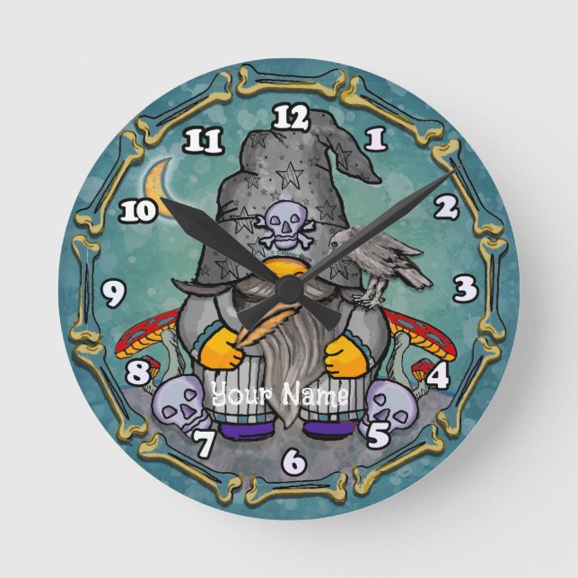 Reloj Redondo Mediano gnomo mago oscuro  (Anverso)