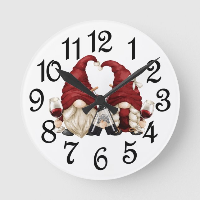 Reloj Redondo Mediano Gnomos del tiempo del vino (Anverso)
