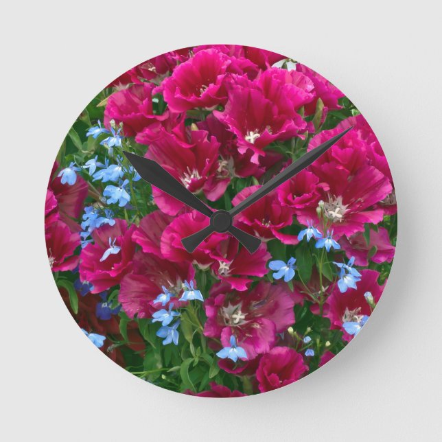 Reloj Redondo Mediano Godetia And Lobelia Clock (Anverso)