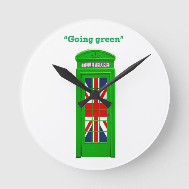 Reloj Redondo Mediano "Going green" London phone box (Anverso)