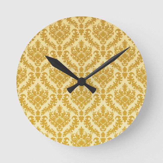 Reloj Redondo Mediano Gold damask (Anverso)