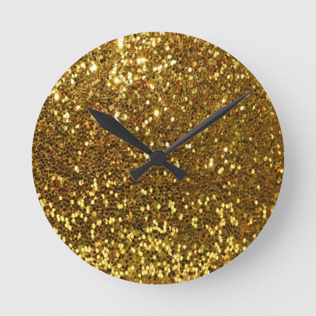 Reloj Redondo Mediano Gold Glitter (Anverso)