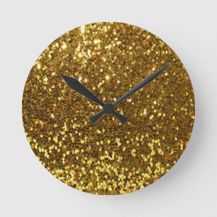 Reloj Redondo Mediano Gold Glitter