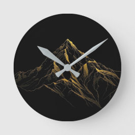 Reloj Redondo Mediano Gold textured abstract mountain lineart
